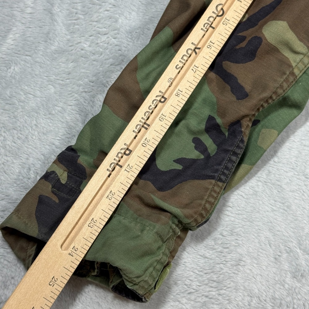 Vintage Army Camo Coat Jacket Cold Weather Small Long Woodland Distressed FLAW - Picture 8 of 16